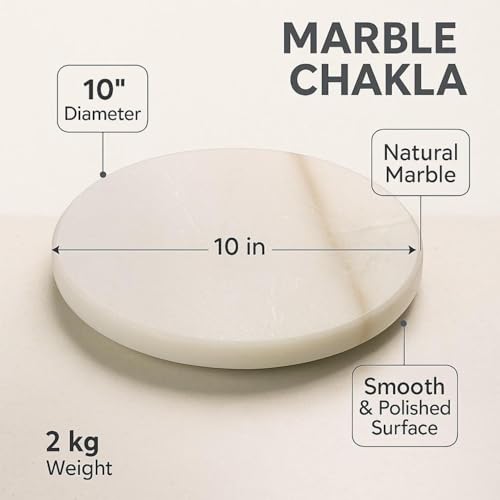 Image of Modern Decor Emporium White Marble Chakla (10 Inch) | Roti Maker | Rolling Pin Board | Chapati Maker | Chakla | Kitchen Tools for Home & Kitchen | Finished Marble Roti Maker. (White 10 INCH)