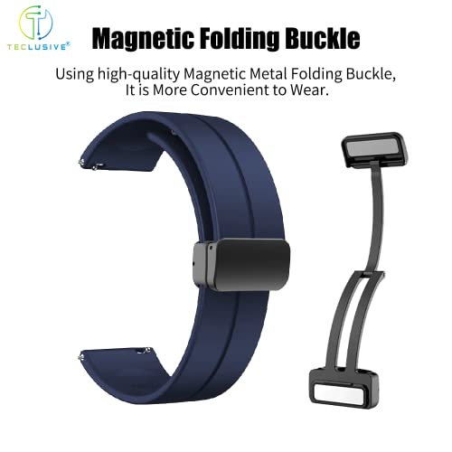 Image of T TECLUSIVE Premium Silicone Strap Band with Magnetic Lock 22mm Compatible for Galaxy Watch 3 45mm / Watch 46mm | S3 Frontier | Amazfit Stratos GTR | Fossil Gen 5 6 | Adjustable Silicon Band