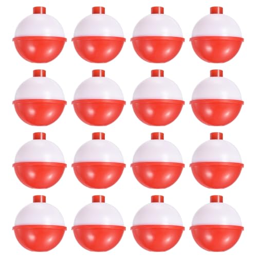 PATIKIL 1.5 Inch Fishing Bobber, 16 Pack Hard ABS Push Button Round Buoy Fishing Float Tackle, Red and White