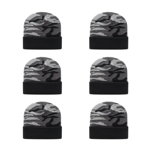 Cap America RKUC12 6-Pack Urban Camouflage Made in USA Knit Cap with Solid Color Cuff | Bulkpack Available(Urban Camo)