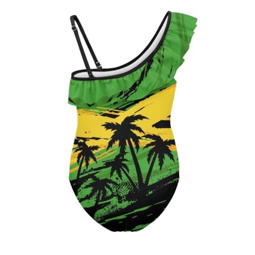Image of Girls Swimsuit One Piece Ruffle Swimsuit Non-Slip Straps UPF 50+ for Girls Size 3-14 Years
