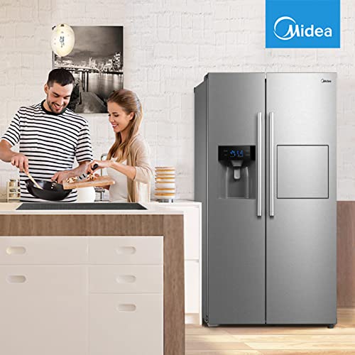 Midea KS-EIX 6.23 Side-by-Side Kühl-gefrierkombination/178,8 cm hoch/No Frost/Inverter Compressor/mit Barfach/Wasser-/Eisspender mit Festwasseranschluss/Twin Control
