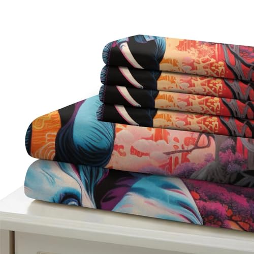 Housse de couette éléphant avec zip invisible pour lit simple sans repassage