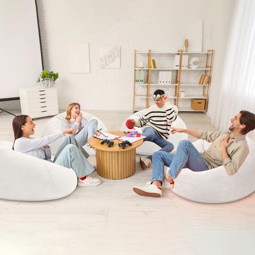 Image of Realspring Inflatable Bean Bag Chairs Outdoor Blow up Camping Chairs Inflatable Lazy Sofa Folding Portable Bean Bag Loungers Couch for Movie Night(Beige,12 Pcs)