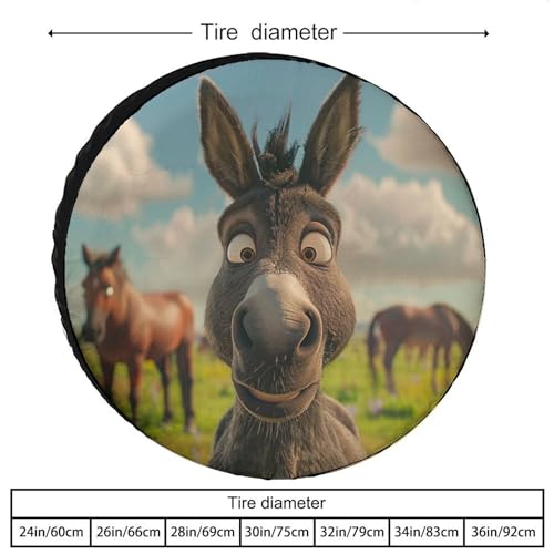 Image of Camping Spare Tire Cover Happy Donkey Polyester Universal Spare Wheel Tire Cover Wheel Covers Wildlife Animal Tire Cover Universal Fit for Trailer SUV Truck Camper Travel Trailer 14 Inch
