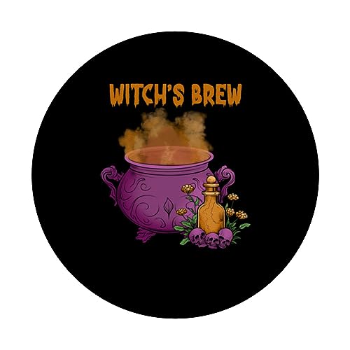 Witch's Brew Spooky Halloween Creepy Ghostly Design PopSockets Swappable PopGrip, Black - Image 3