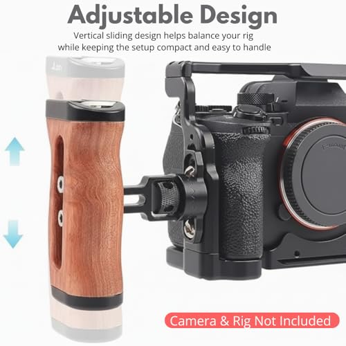 Image of Yantralay Wooden Side Handle Grip with NATO Clamp | Universal Left & Right Handgrip Stabilizer with Cold Shoe for DSLR & Camera Cages | DSLR Accessories