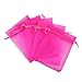 Anleolife 100pcs Sheer Organza Bags Baby Shower 3x4 Jewelry Candy Organza Drawstring Pouches Wedding Favor Bags 3x4"(rose red)