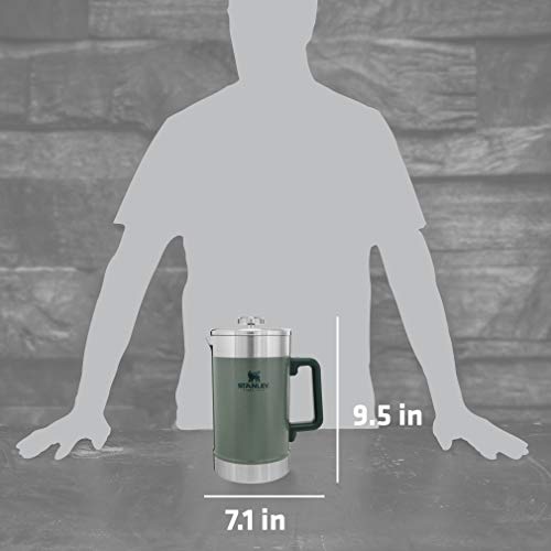 STANLEY Classic Stay-Hot French Press Coffee Maker 48 oz | 5 Minute Brew, 4 Hours Hot | Mesh Filter for Coffee Grounds | Insulated Stainless Steel French Press | BPA-Free | Hammertone Green by STANLEY - Image 4