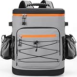 YOUNGOA Large 52cans Cooler Backpack, Insulated, Waterproof, Leak Proof, 30L Large Capacity (Grey)