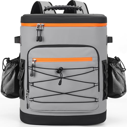 YOUNGOA Large 52cans Cooler Backpack, Insulated, Waterproof, Leak Proof, 30L Large Capacity (Grey) by YOUNGOA - Used condition - US$35.87