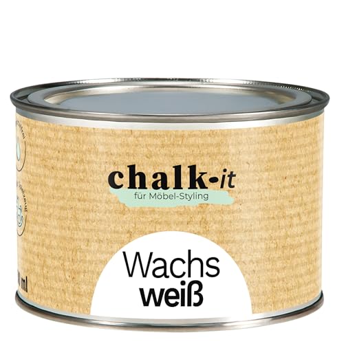 chalk-it Möbelwachs 400ml Weiss Möbelschutz Holzwachs Pflege Wachs Kreidefarbe Möbelpflege & Holzschutz mit Bienenwachs Finish Versiegelung Vintage Shabby Chic