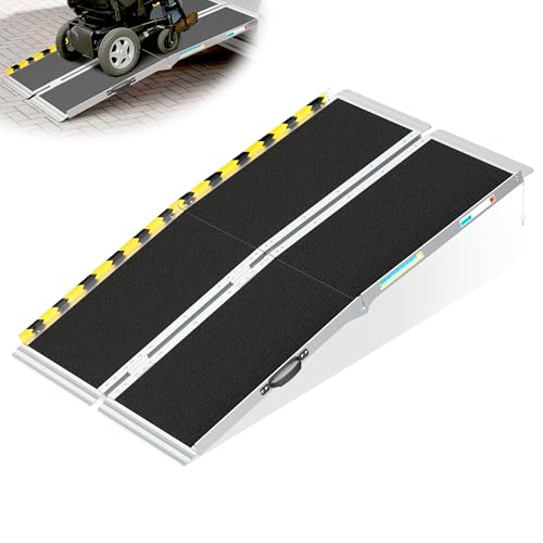YONUNYE Rampas para silla de ruedas de 5 pies para escalones de casa, rampa de umbral de aluminio antideslizante, rampa plegable para sillas de ruedas en el hogar, entrada, cobertizo, puerta, bordillo