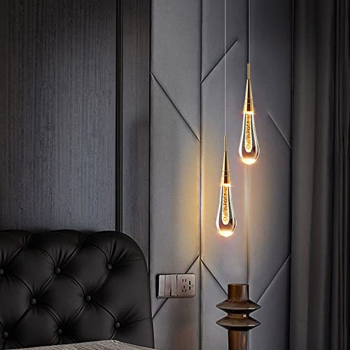 Suspension en cristal à 3 lumières avec tige métal et led