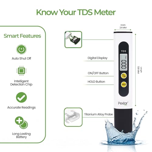 Image of Pexlar TDS Meter, Total Dissolved Solids Meter, Water Quality Tester, PPM Tester