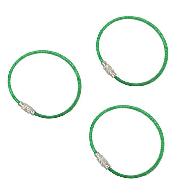 Image of (Pack of 12 Wire PVC Overcoated cables Stainless Steel Pendant Circle EDC Tool Key Holder Loops for Hanging Luggage Tag Loops - (170mm Length * 2mm Thickness)