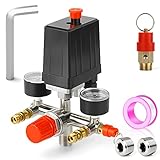 MEANLIN MEASURE Air Compressor Pressure Switch Control Valve 90-120 PSI 110V-240V Replacement Parts With 0-180 Pressure gauge and Manifold Regulator