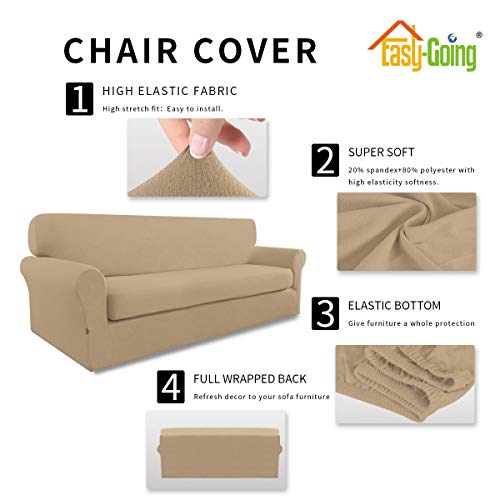 Image of Easy-Going 2 Pieces Microfiber Stretch Sofa Slipcover Spandex Soft Fitted Sofa Couch Cover, Washable Furniture Protector with Elastic Bottom Kids,Pet (Sofa,Pale Yellow)- Large | Spandex Soft Fitted Sofa Couch Cover for Sofa Furniture Protector with Bottom Kids,Pet Dog Pale Yellow