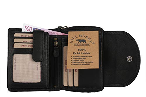 Preisvergleich Produktbild Hill Burry Echtleder Unisex Geldbörse Viel Stauraum Reißverschluss Chunkyrayan 5181 Black