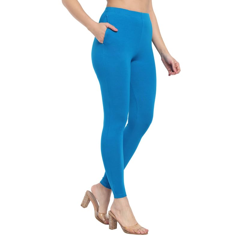 Image of ONE SKY Women Full Length Leggings | Cotton Modal Spandex Blend | High Waist Stretchable & Bio-Washed Fabric | Colour-Lock Technology | Comfortable Leggings for Women