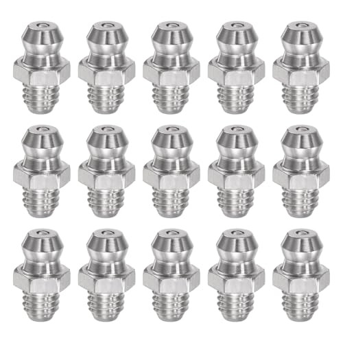 Image of uxcell 304 Stainless Steel Straight Grease Fitting M6 x 1mm Thread Hydraulic Grease Fitting Accessories, 15Pcs