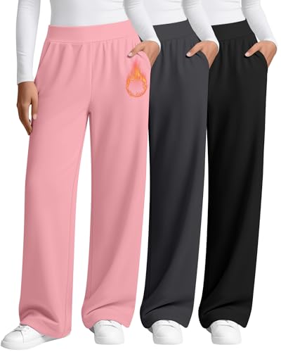 Amazon.com: Oakgarden 3 Pack Women's Fleece Lined Sweatpants, Wide