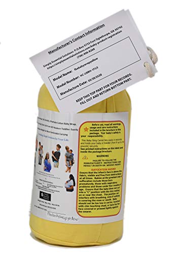 Baby Wrap Carrier Soft, Stretchy, Cotton Baby Wrap, Baby Sling, Nursing Cover Up for use with Newborn-Toddler: Evenly distributes Weight for More Comfortable Carrying (Yellow) - Image 3