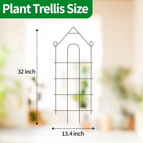 DOLEMODUO 32" Plant Trellis, 6 Pack Metal Garden Trellis for Potted Plants Indoor/Outdoor, Rust-Proof Sturdy Steel Trellis for Climbing Plants, Monstera, Tomatoes, Cucumbers — view 5