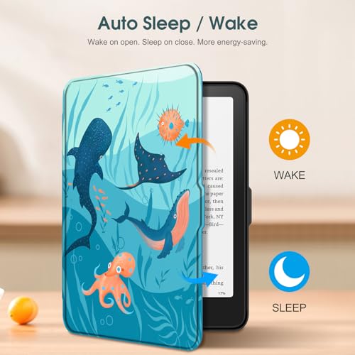 Image of Fintie Case for 7 inch All-New Kindle Paperwhite (12th Generation, 2024) and Kindle Colorsoft Signature Edition - Slim Lightweight Shell PU Leather Protective Cover with Auto Sleep /Wake, Blue Ocean