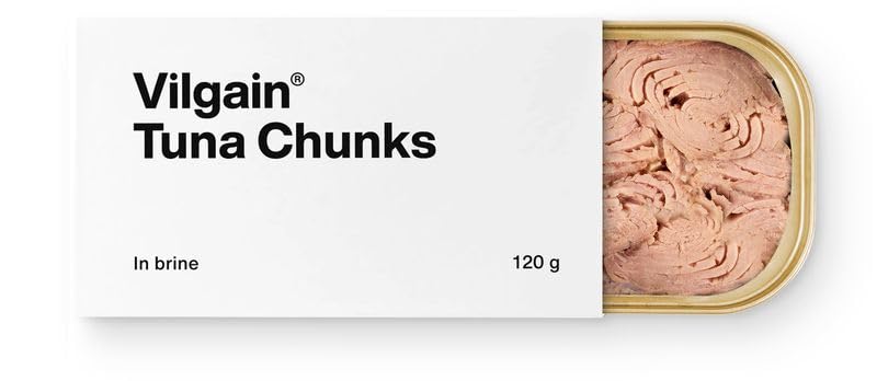 Vilgain Thunfisch im eigenen Saft – handverarbeiteter Bonito aus nachhaltiger Fischerei, große saftige Stücke, proteinreich, ohne Kohlenhydrate, gesunde Ernährung & schnelle Mahlzeiten, 120 g