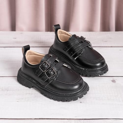 Image of Kannior Boys Girls Oxford PU Leather Shoes Little Kid Wedding Dress Shoes Toddler Lace Up Non-Slip Texture Sole Loafer Flats Classic School Uniform Walking Shoes