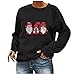 Chirstmas Cartoon Renna Jumper Top Vendita Natale Fiocco di neve Gnome Stampa Pianura Manica Lunga Carino Stampa Babbo Natale Camicie Casual Donna Casual Personalità Stampa Grafica Tees, 6601-nero, M