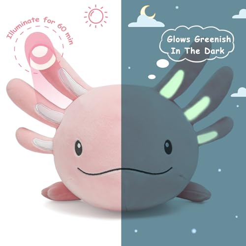 Image of Niuniu Daddy Pink Axolotl Weighted Stuffed Animals, Plush Pillow for Kids | 20 in 1.9 lbs, Heavy sensory lap pad, lying body pillow for sleeping, machine wash, huggable gift, cute plushies