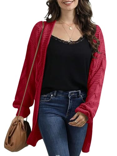 Image of Womens Oversized Chunky Open Front Cardigan Sweaters Cable Knit Long Sleeve Cardigans Outwear Coats