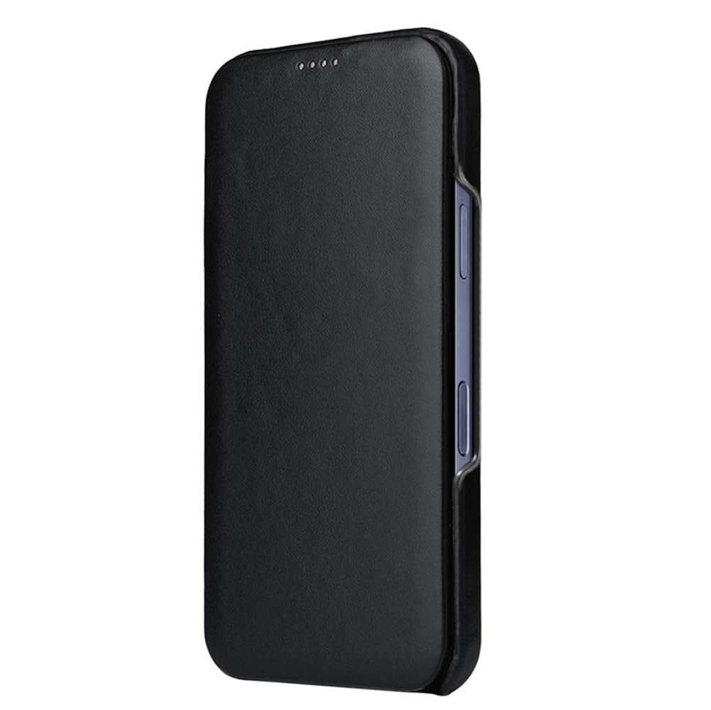Étui en cuir véritable pour iPhone 17 Pro noir rétro et ultra fin - 8