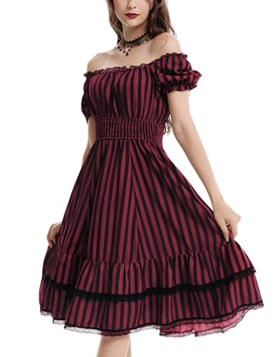 Image of Scarlet Darkness Women Goth Steampunk Pirate Corset Midi Dress