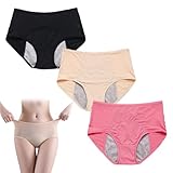Lote de 3 Bragas para Incontinencia Femenina de Alta Absorción Ropa Interior para la Menstruación con Protección Día y Noche Calzones Menstruales Protectores