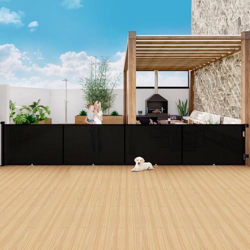 Puerta Seguridad Bebé Extensibles, Barrera Seguridad Nños y Perros, 0-5M Retráctil Vallas para Escaleras y Pasillos, Interiores y Exteriores