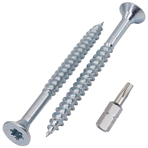 SKIR'CO (10 Pièces) Vis à Bois en Acier Zingué 6,0 x 70 mm, Tête Fraisée Torx, Pour Panneaux d'Aggloméré, Partiellement Filetées