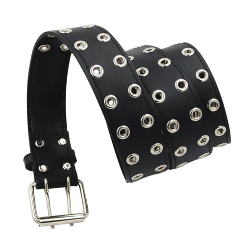 1Pc Fashionable Black Artificial Punk Style Belt with Versatile Pin Buckle Leisure Waistband for Daily Wear Outings and Casual Appointments