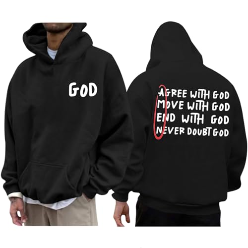 Christian Hoodies for Men Inspirational God Sweatshirts Faith Jesus Hoodie Vintage Bible Verse Graphic Pullover