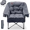 Silla de Camping EVER ADVANCED XL con Cojín Desmontable Soporta 400LBS Gris miniatura 2