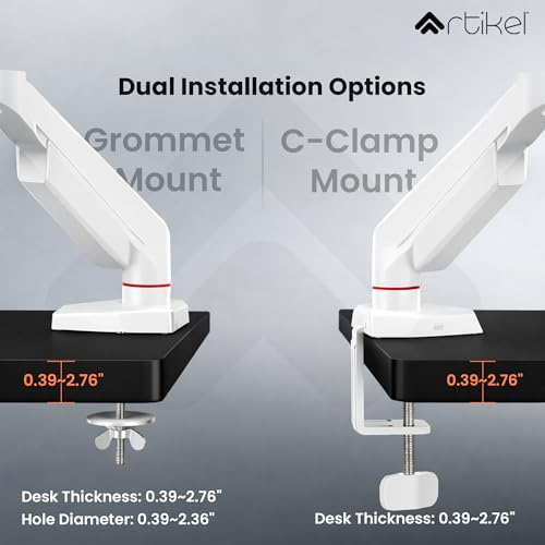 Image of ARTIKEL Armour Monitor Stand for Desk Mount Adjustable Spring Assisted Single vesa Monitor arm for Table with Full Motion arm with C Clamp Grommet Mounting Base Computer Monitor Stand Upto 40 inches
