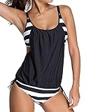 heekpek Traje de Baño de Dos Piezas Tankini Clásico de Rayas Mujer Push Up Más Tamaño Tankini Conjuntos de Dos Piezas Beachwear Swimsuit