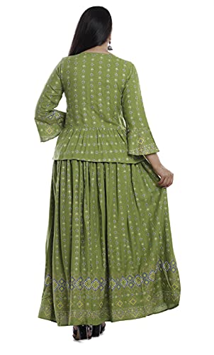 Image of Women's Rayon Printed Top and Skirts Set