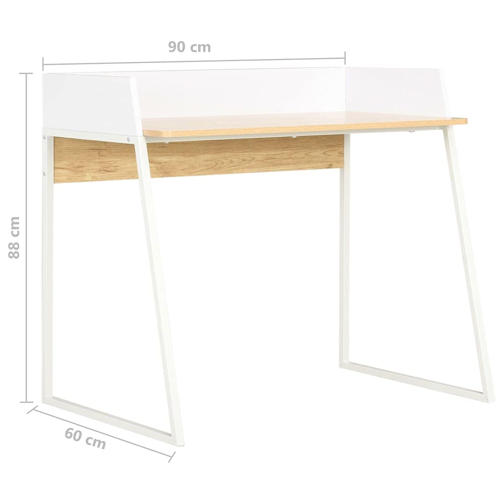 Scrivanie Gaming Tavolo Consolle Scrivania Da Gaming Tavolo Da Lavoro Scrivania Bianca e Rovere 90x60x88 cm per Soggiorno Camera Da Letto Studio Sala Studio