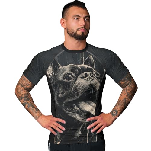 Desantiago Compression Shirt Short Sleeve 4-Way Stretch Construction, Jiu Jitsu Rash Guard Men4