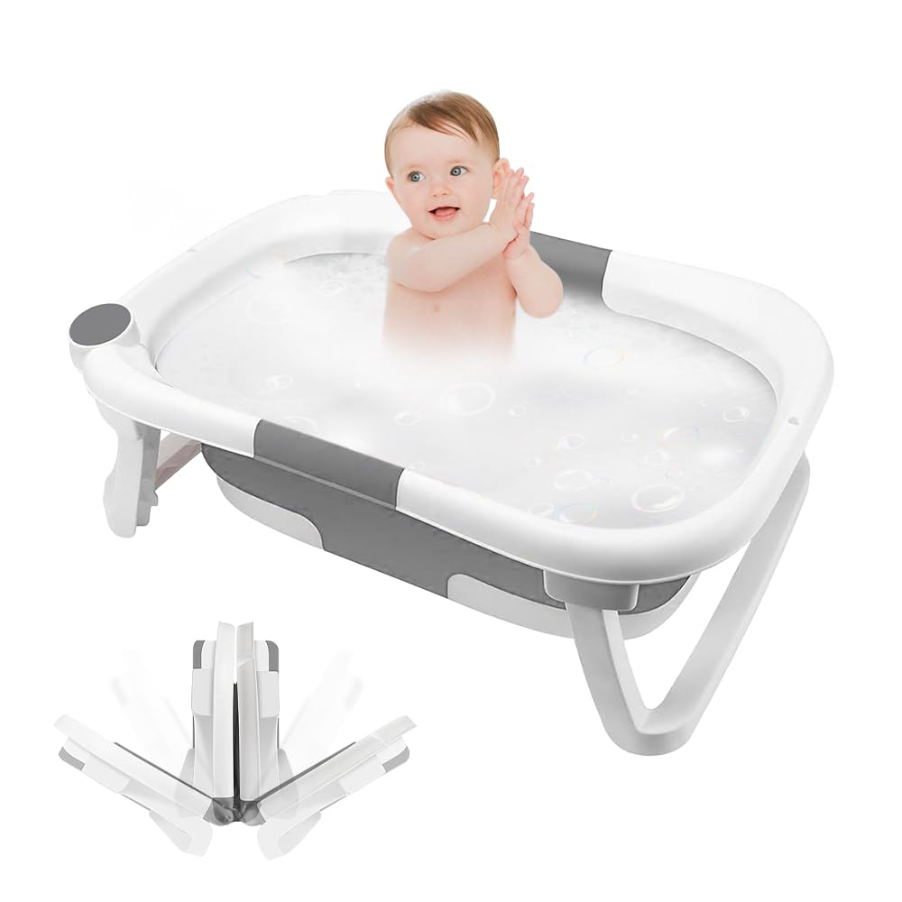 Vaschetta Bagnetto Neonato Pieghevole Vasca Bagno Neonato, Vasca Da Bagno Bambini, Vaschetta Bagnetto Bambini Antiscivolo, Vaschetta Neonato Portatile per Neonati (63 * 43 * 20cm Grigio)