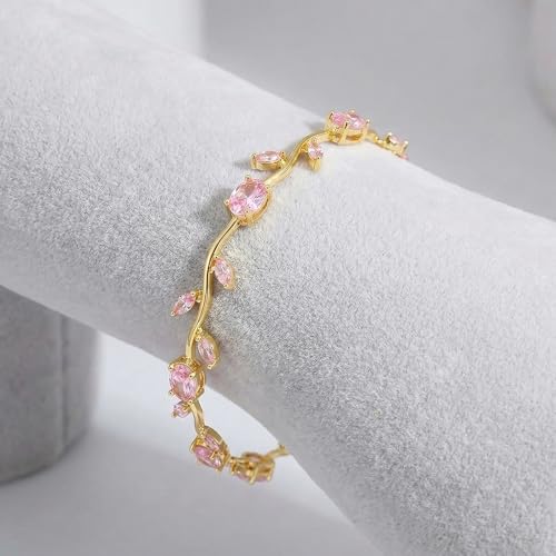 Image of MIRAYHA VIral Tulip Bracelet for Women | Bloom Floral Tulip With Crystal Stones For Women & Girls| Gift for Girlfriend & Wife|Romantic Floral Crystal | Cute Aesthetic Korean Jewellery
