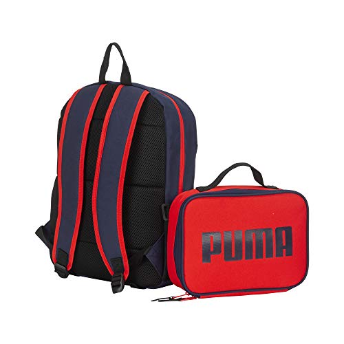 Puma Unisex Child Evercat & Lunch Kit Combo Backpack, Navy/Red/White, Youth Size Us #TOP1